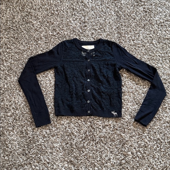 Abercrombie Kids Navy Front Lace Sweater Girls Large - Picture 1 of 4